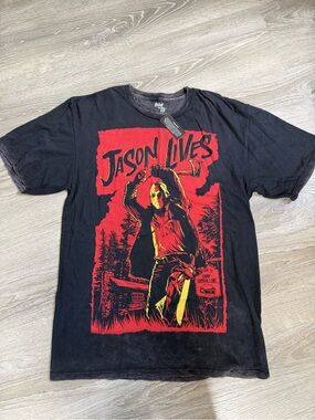 Jason Lives Distressed Graphic Tee - Horror Movie Shirt